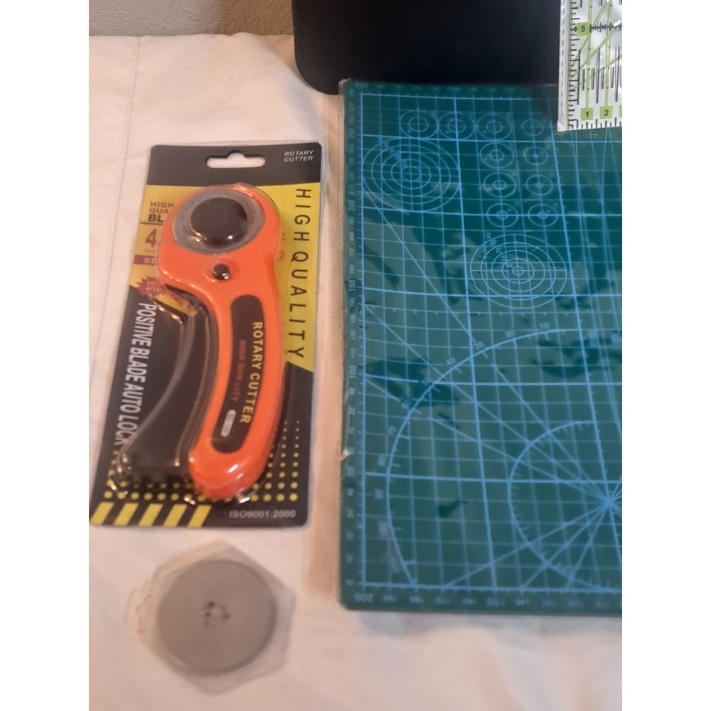 Sewing & Craft Cutting Kit Mat Rotary Cutter Ruler Clips Scissors Set All New - Picture 6 of 11
